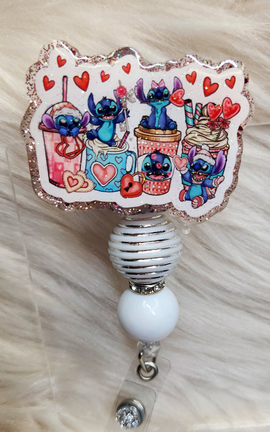Valentine Blue Alien Badge Reel Face