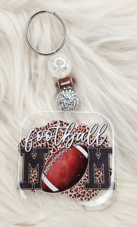 Football Mom Beaded Acrylic Keychain