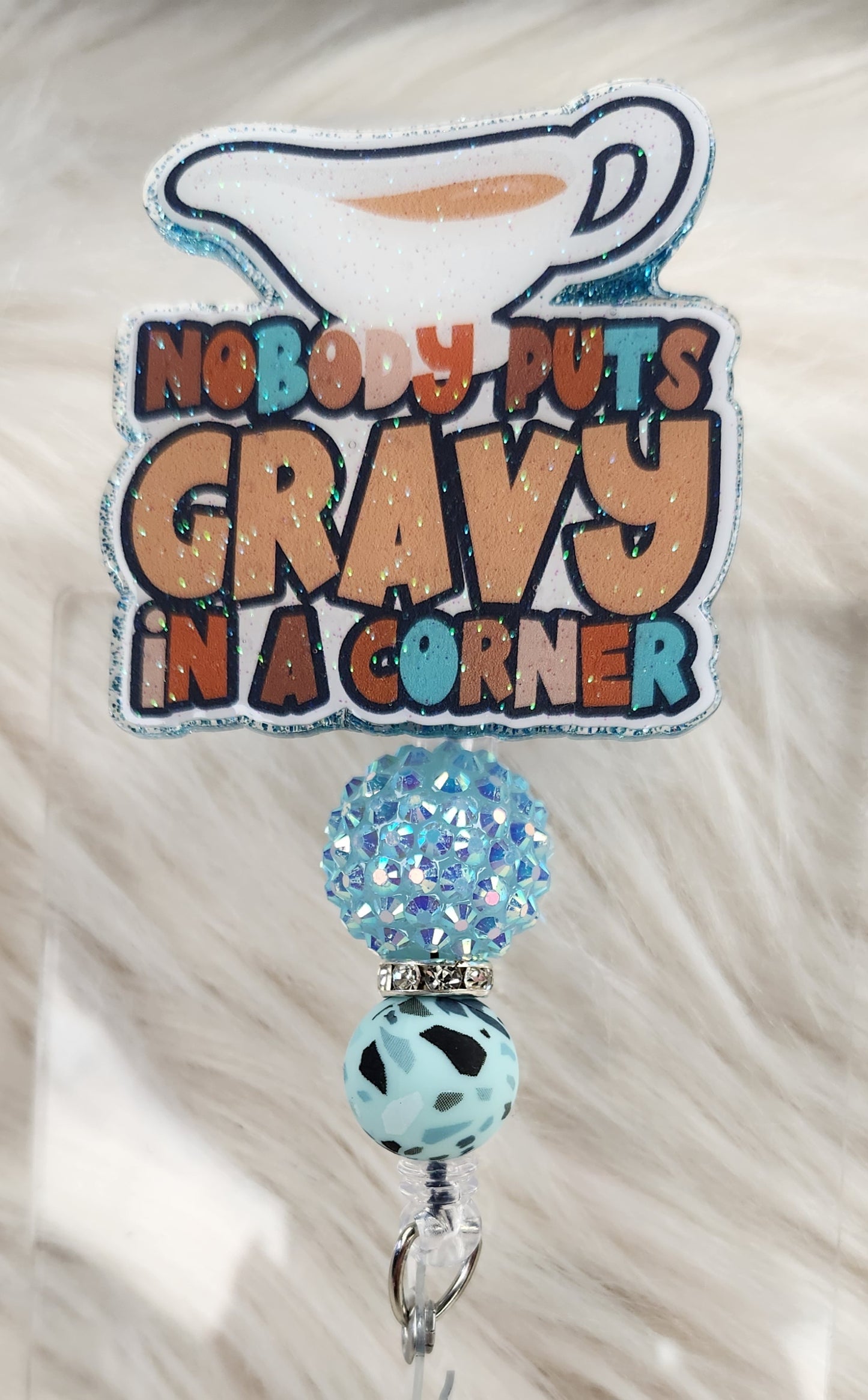 Nobody Puts Gravy Badge Reel Face