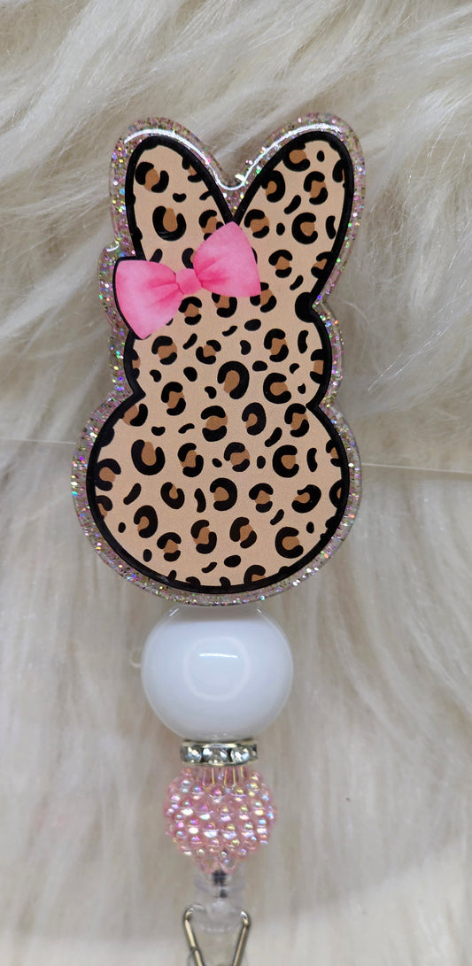 Cheetah Bunny Badge Reel Face