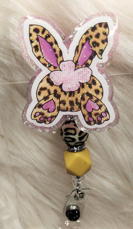 Cheetah Bunny Tail Badge Reel Face