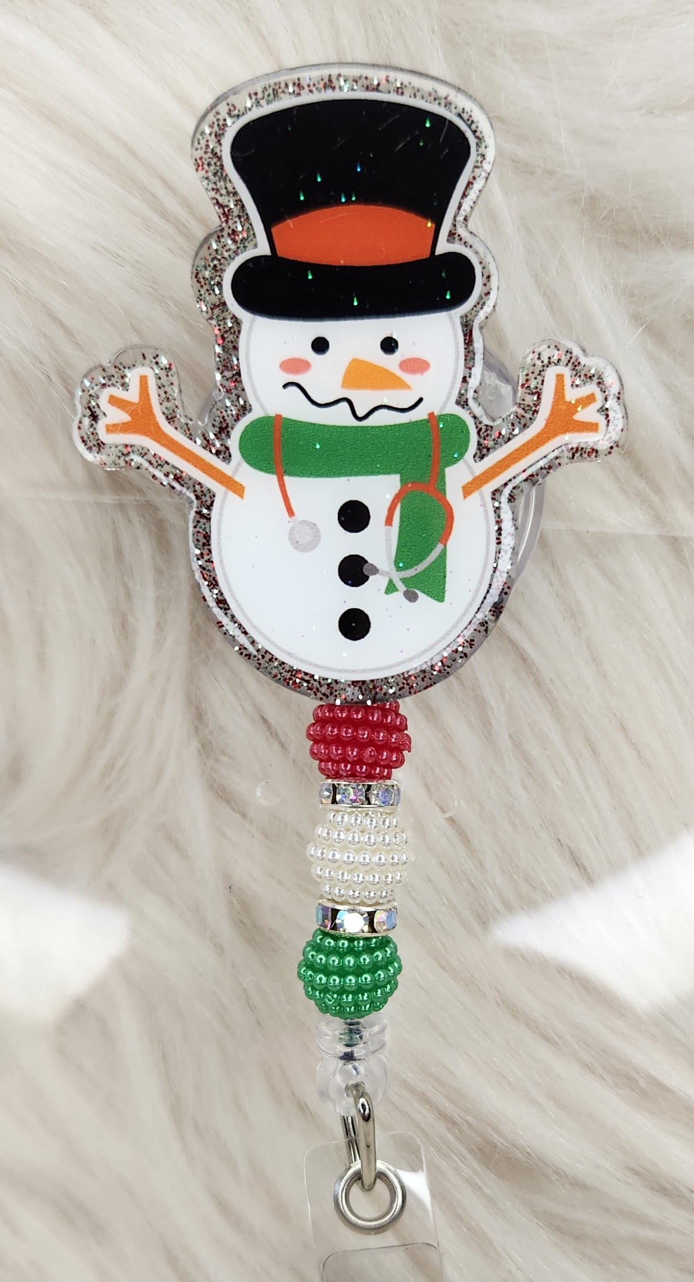 Snowman Badge Reel Face