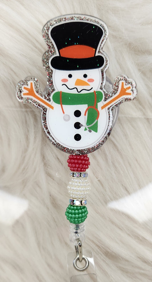 Snowman Badge Reel Face