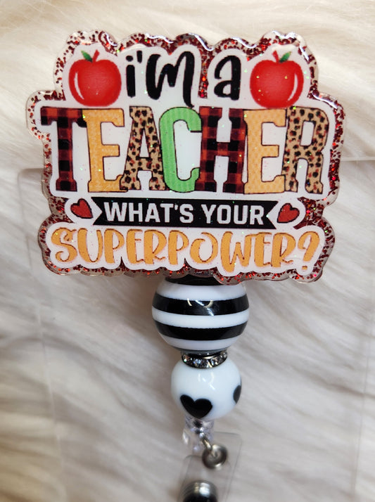 Teacher Superpower Badge Reel Face