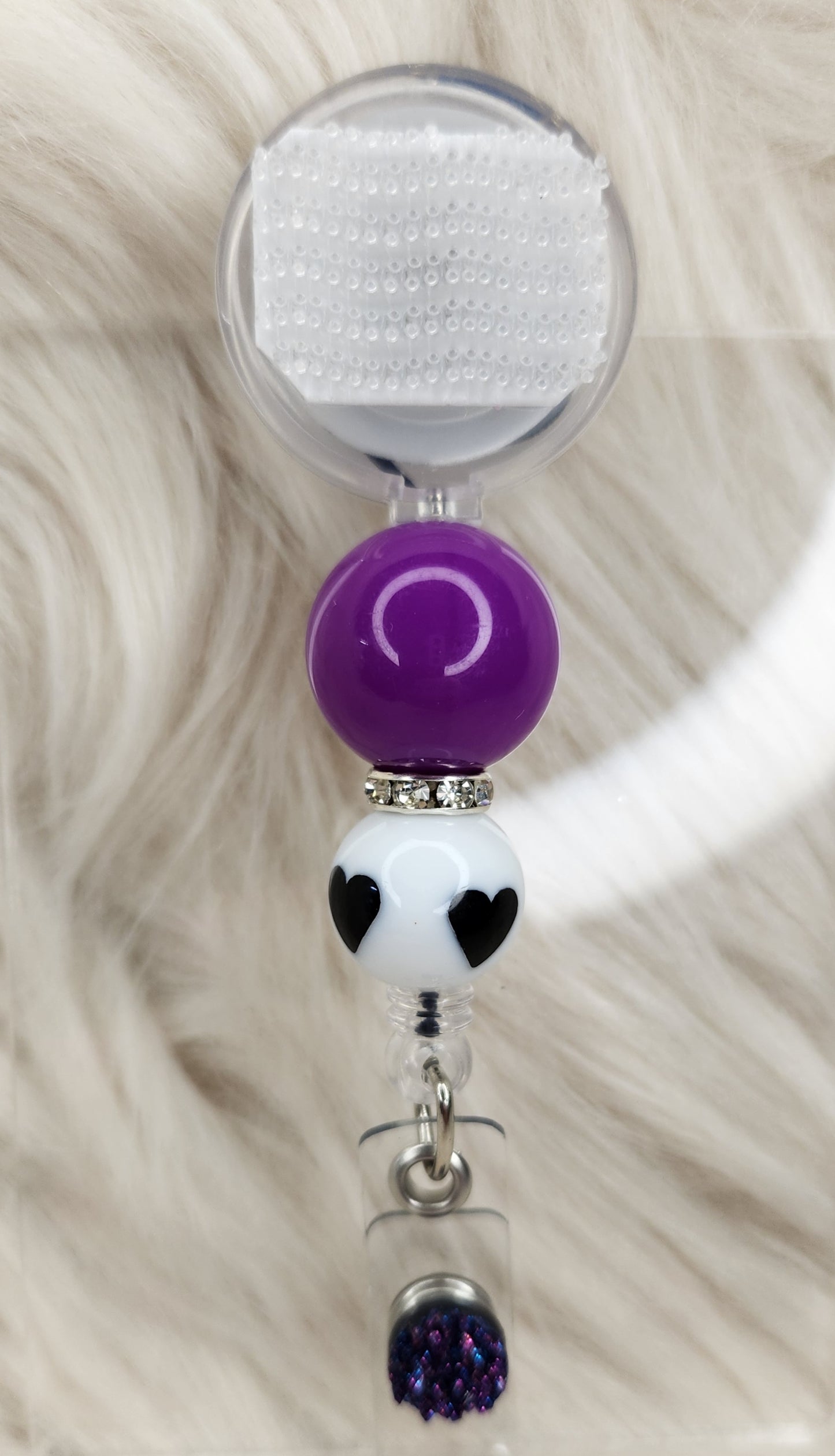 Dark Purple with Heart Badge Reel(Alligator Clip)