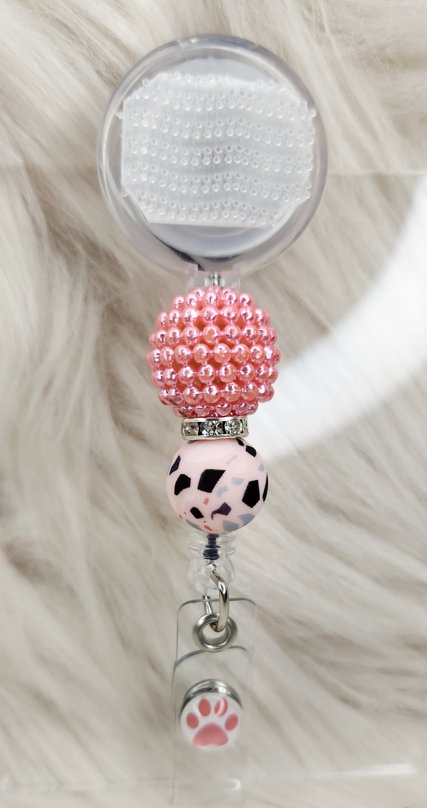 Pink Cheetah Paw Print Badge Reel(Alligator Clip)