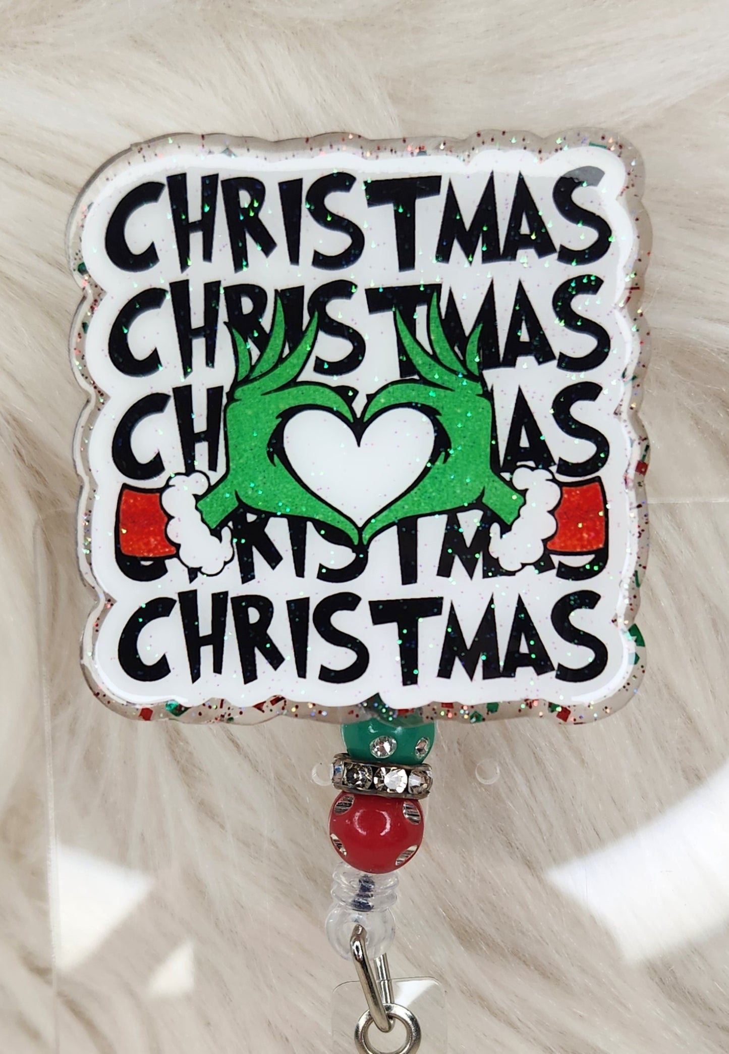 Christmas Green Guy Badge Reel Face