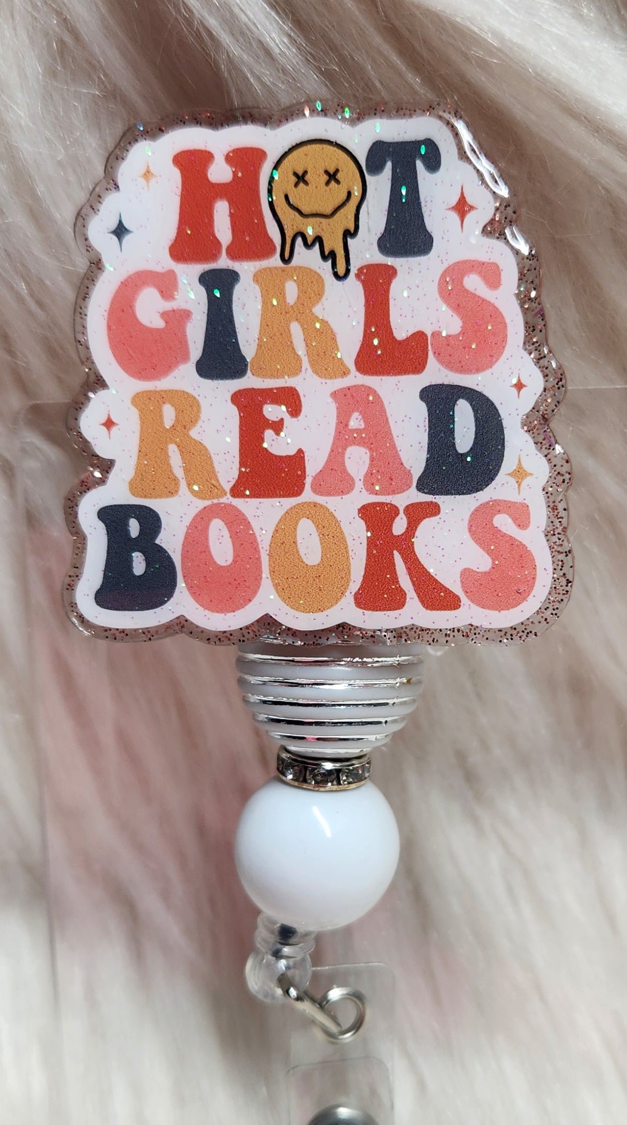 Hot Girls Read Books Badge Reel Face