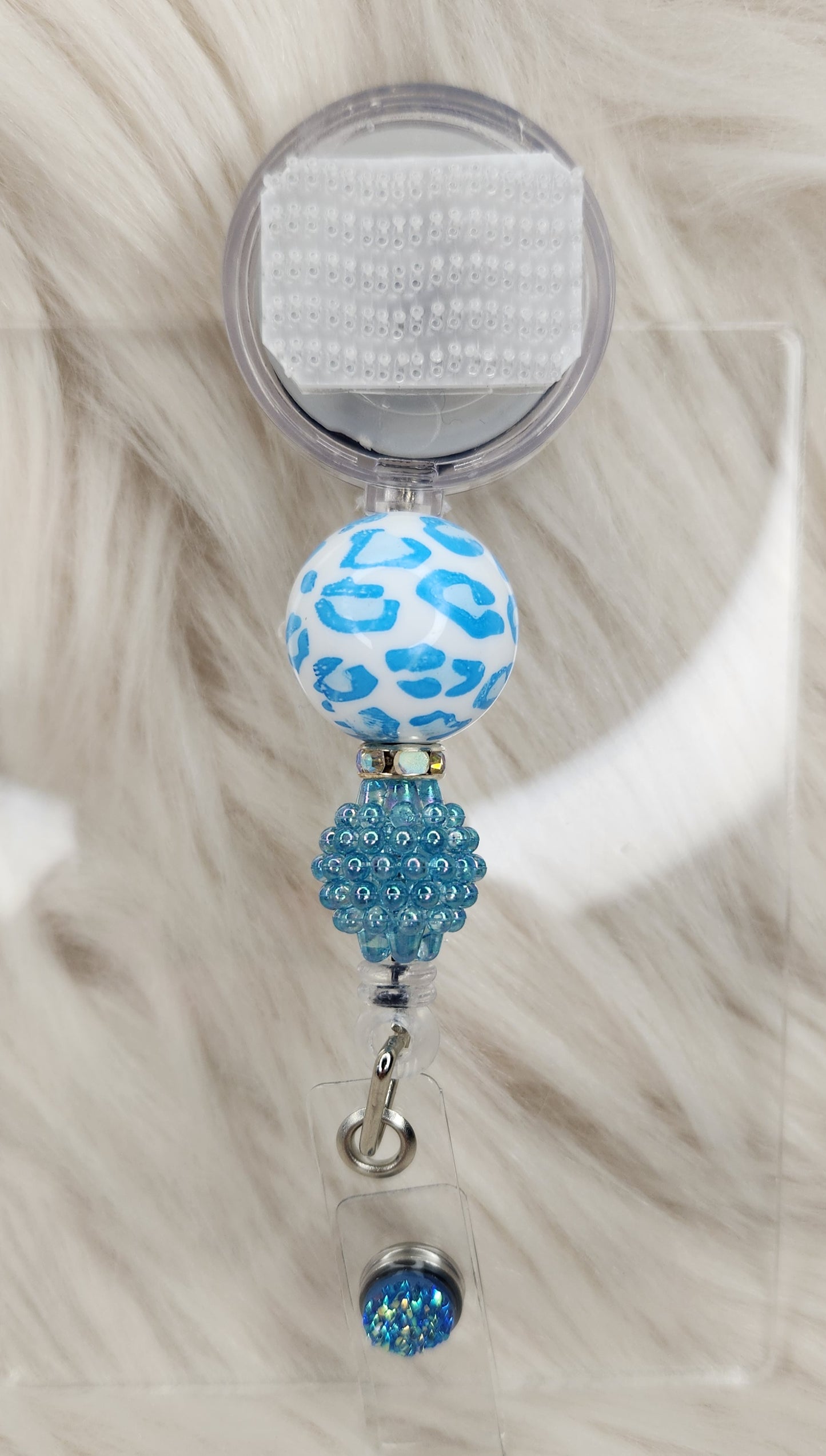 Blue Cheetah Badge Reel(Alligator Clip)