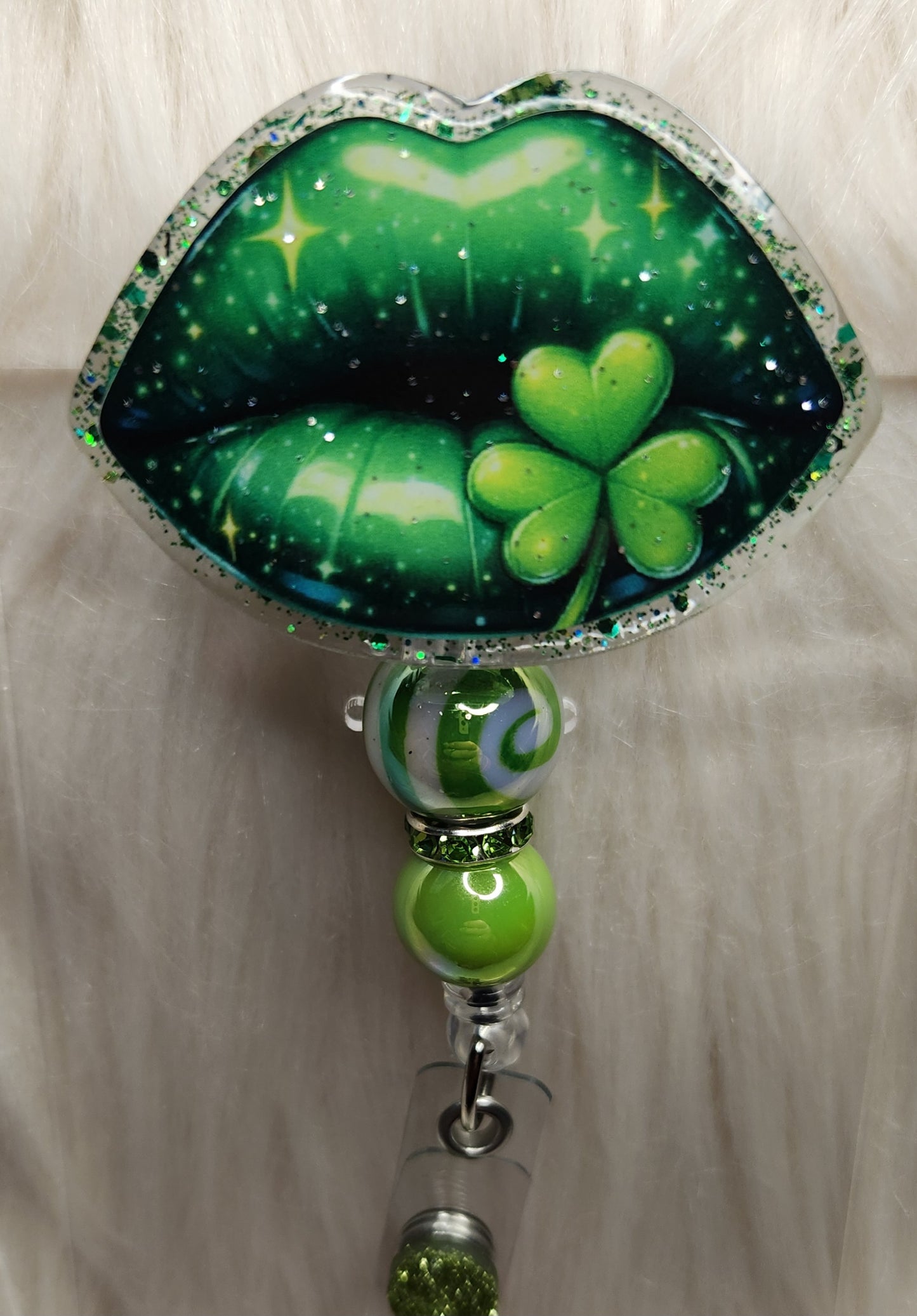 Lucky Lips Badge Reel Face