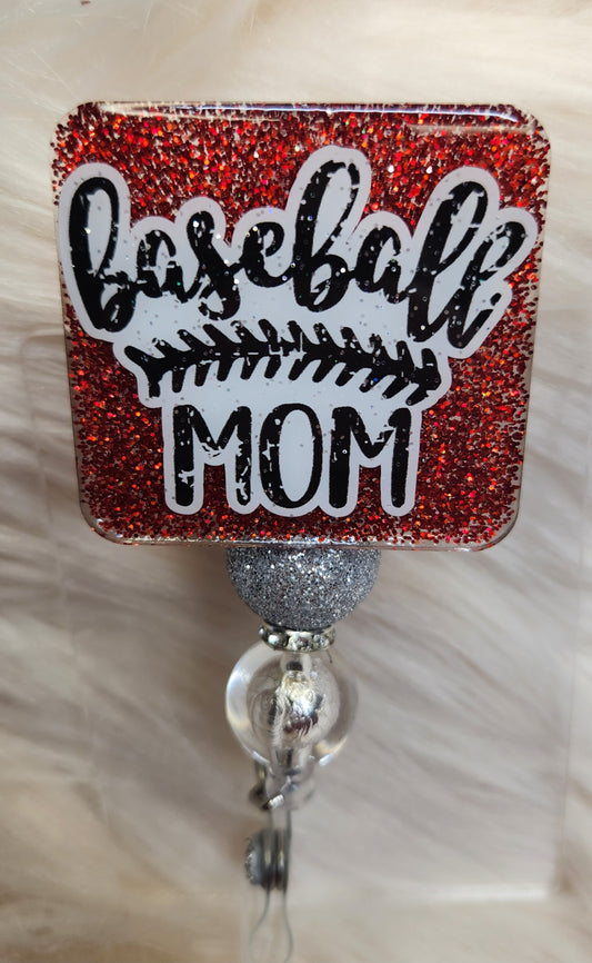 Baseball Mom Badge Reel Face