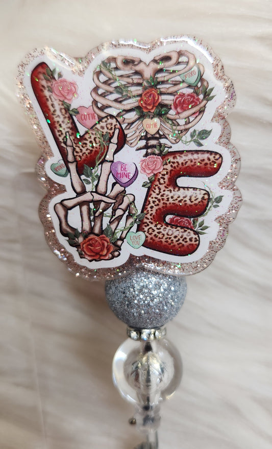 Love Skeleton Badge Reel Face