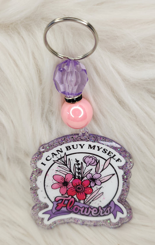 Buy Myself Flowers Beaded Acrylic Keychain