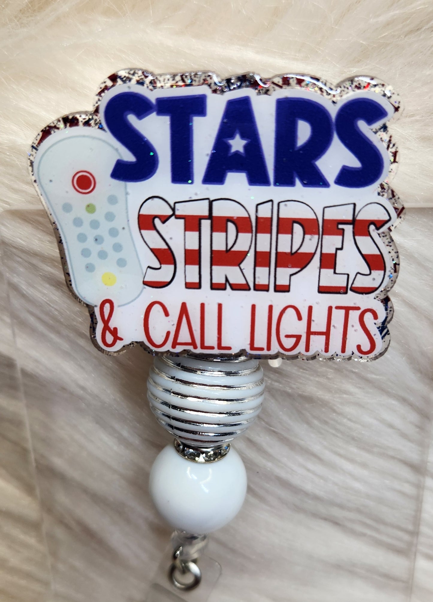 Stars Stripes and Call Lights Badge Reel Face