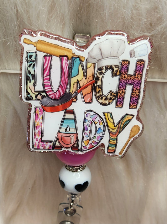 Lunch Lady Badge Reel Face
