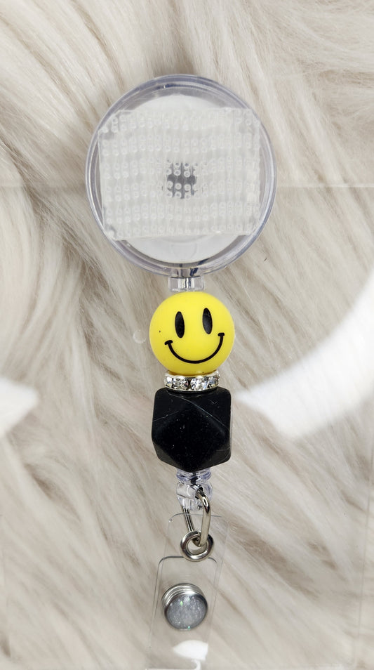 Smiley Badge Reel(Alligator Clip)