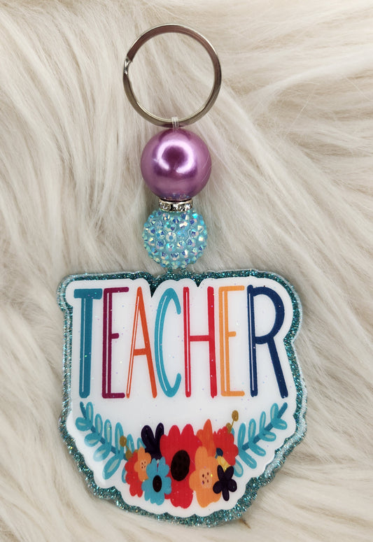 Teacher Beaded Acrylic Keychain