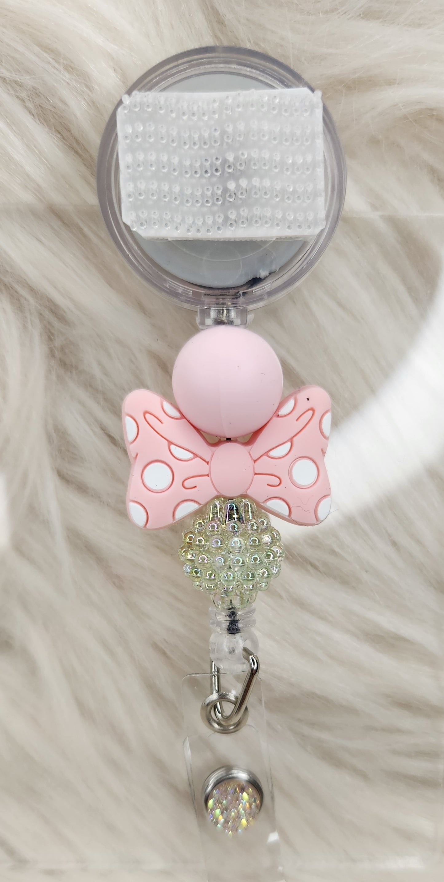 Pink Bow Badge Reel(Alligator Clip)