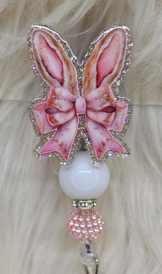 Bunny Bow Badge Reel Face
