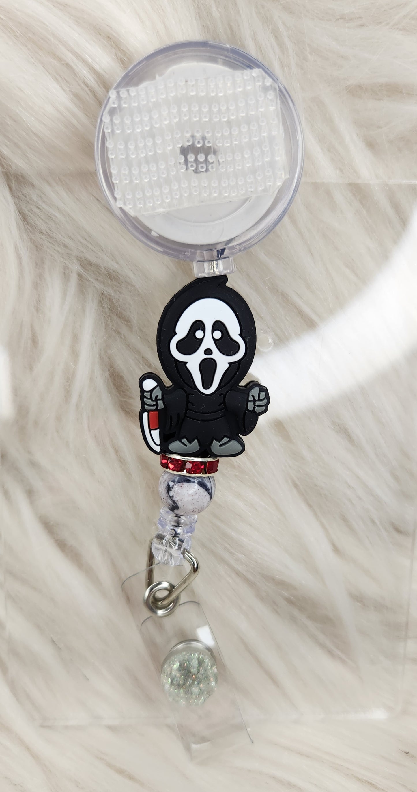 Ghost Face Badge Reel(Alligator Clip)