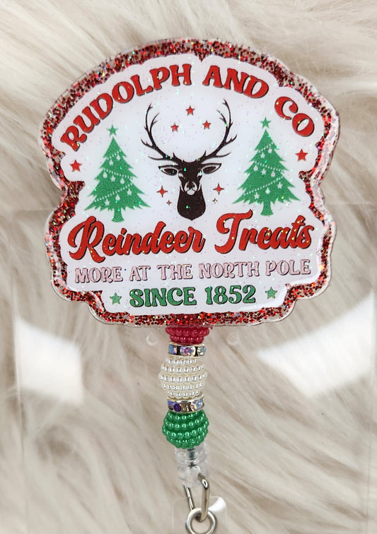 Reindeer Treats Badge Reel Face
