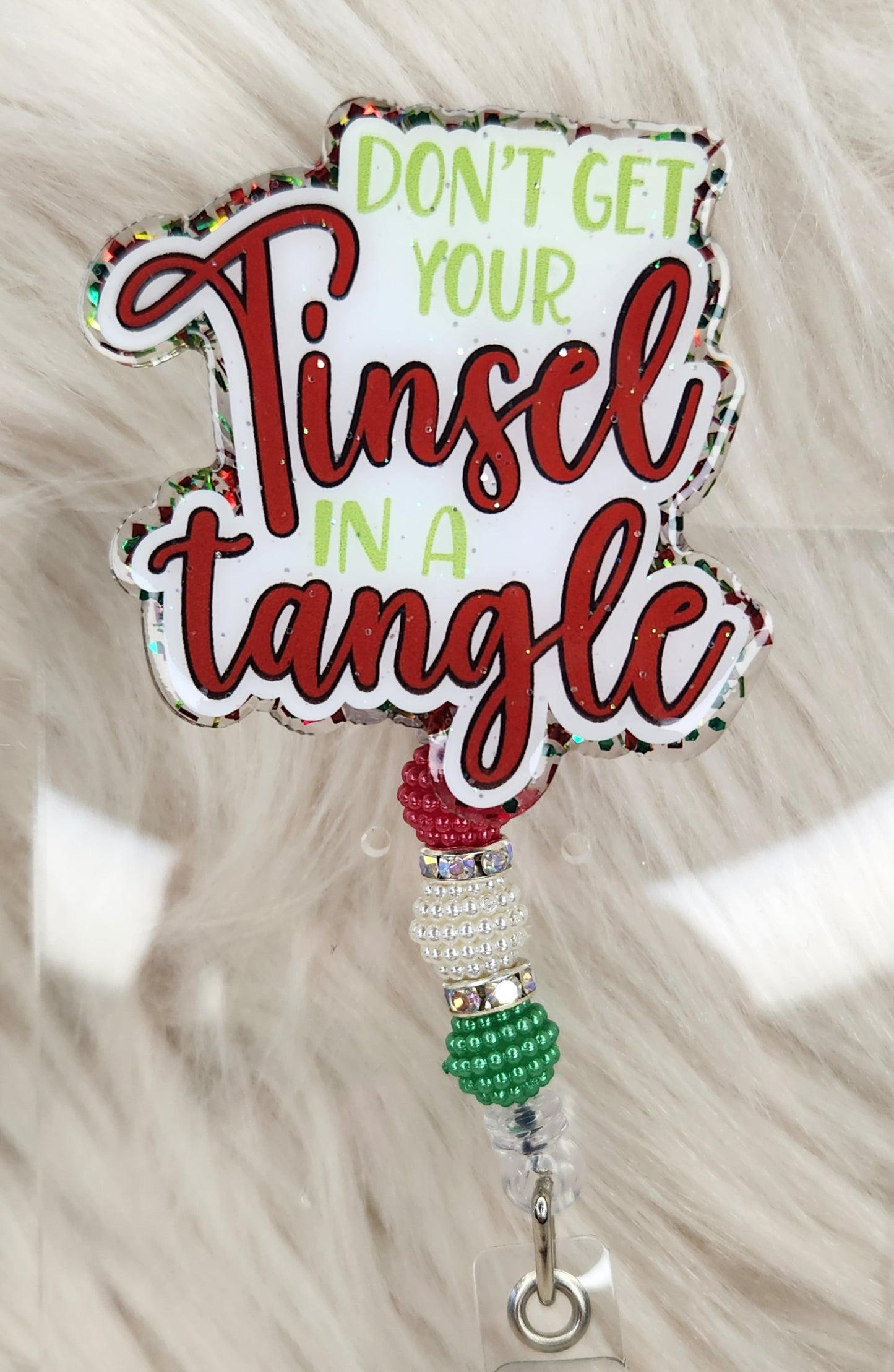 Tinsel Tangle Badge Reel Face