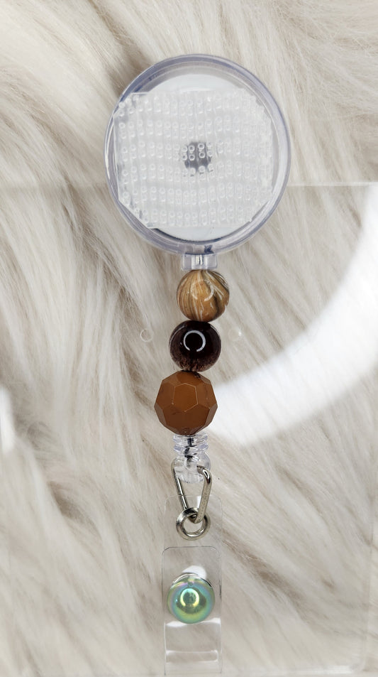 Brown/Green Badge Reel(Alligator Clip)