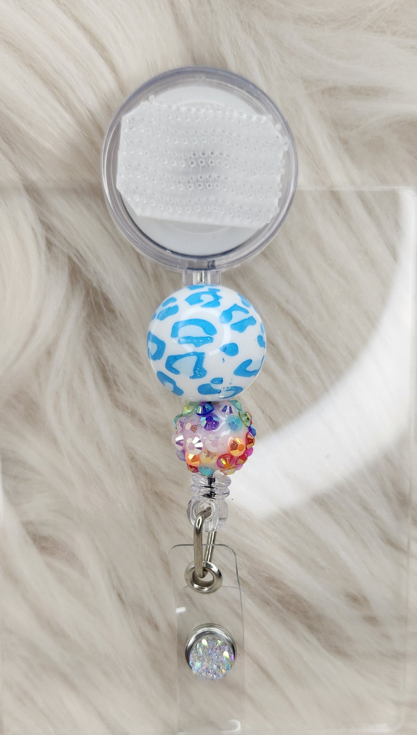 Blue Cheetah/Rainbow Badge Reel(Alligator Clip)