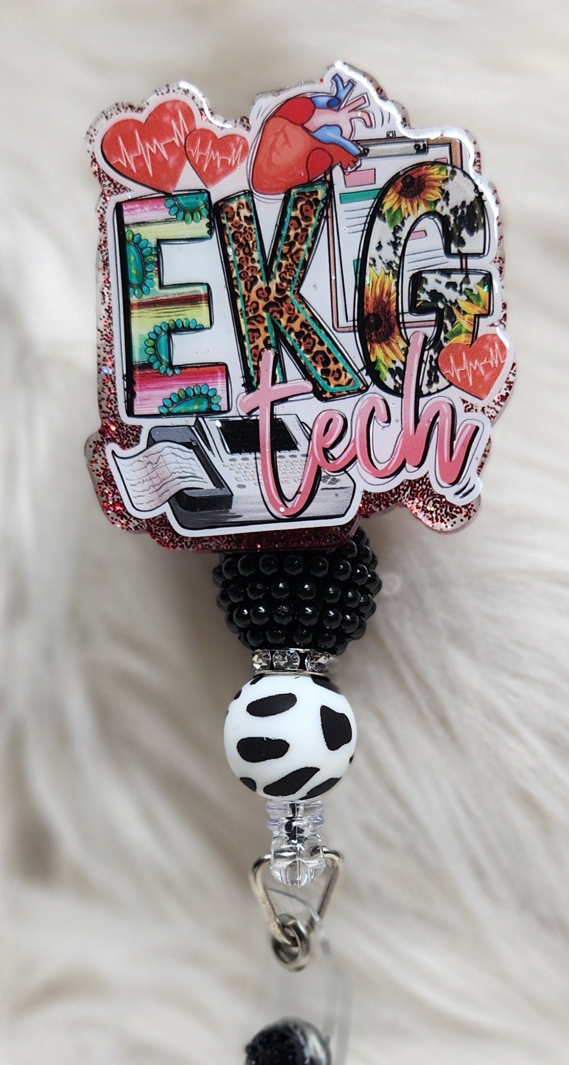 EKG Tech Badge Reel Face