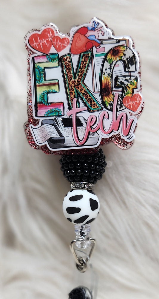 EKG Tech Badge Reel Face