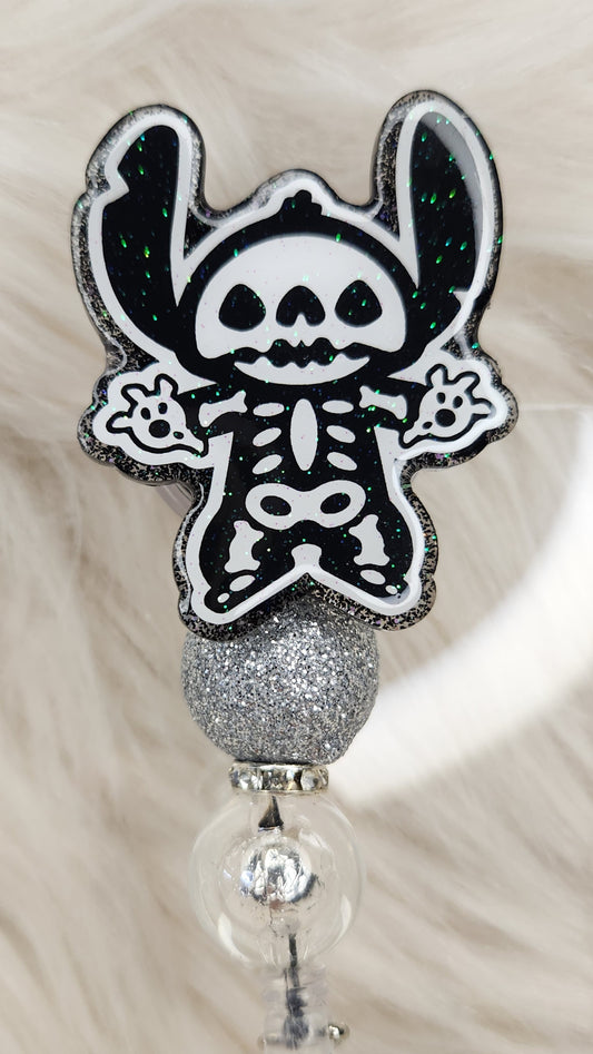 Blue Guy Skeleton Badge Reel Face