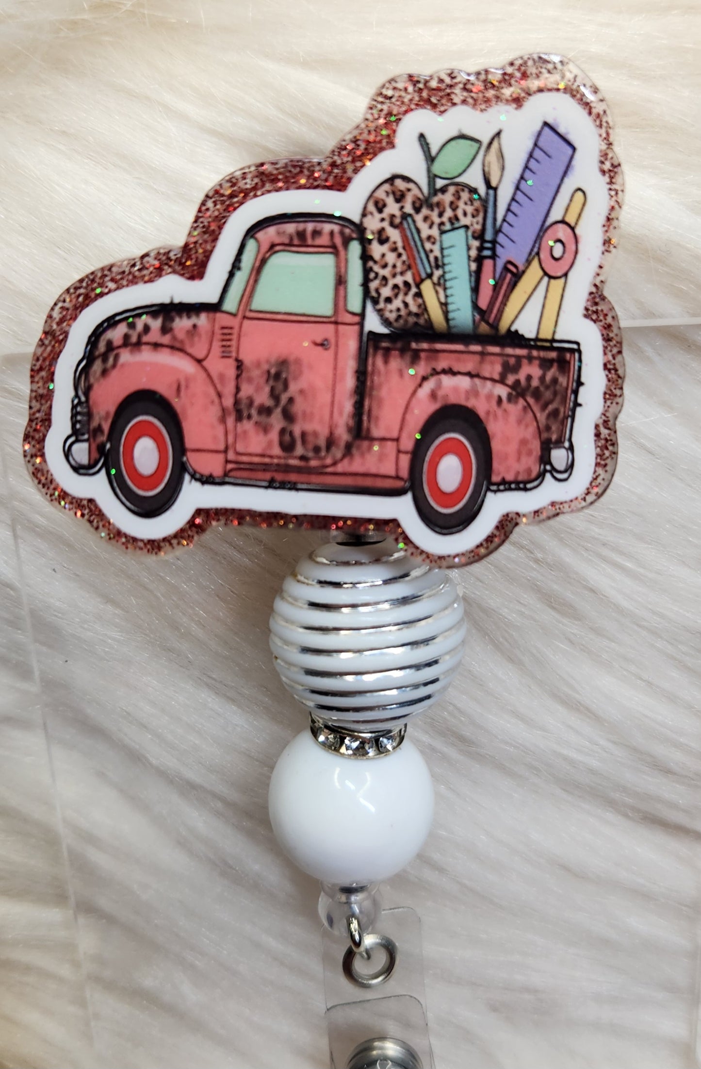 Teacher Truck Badge Reel Face