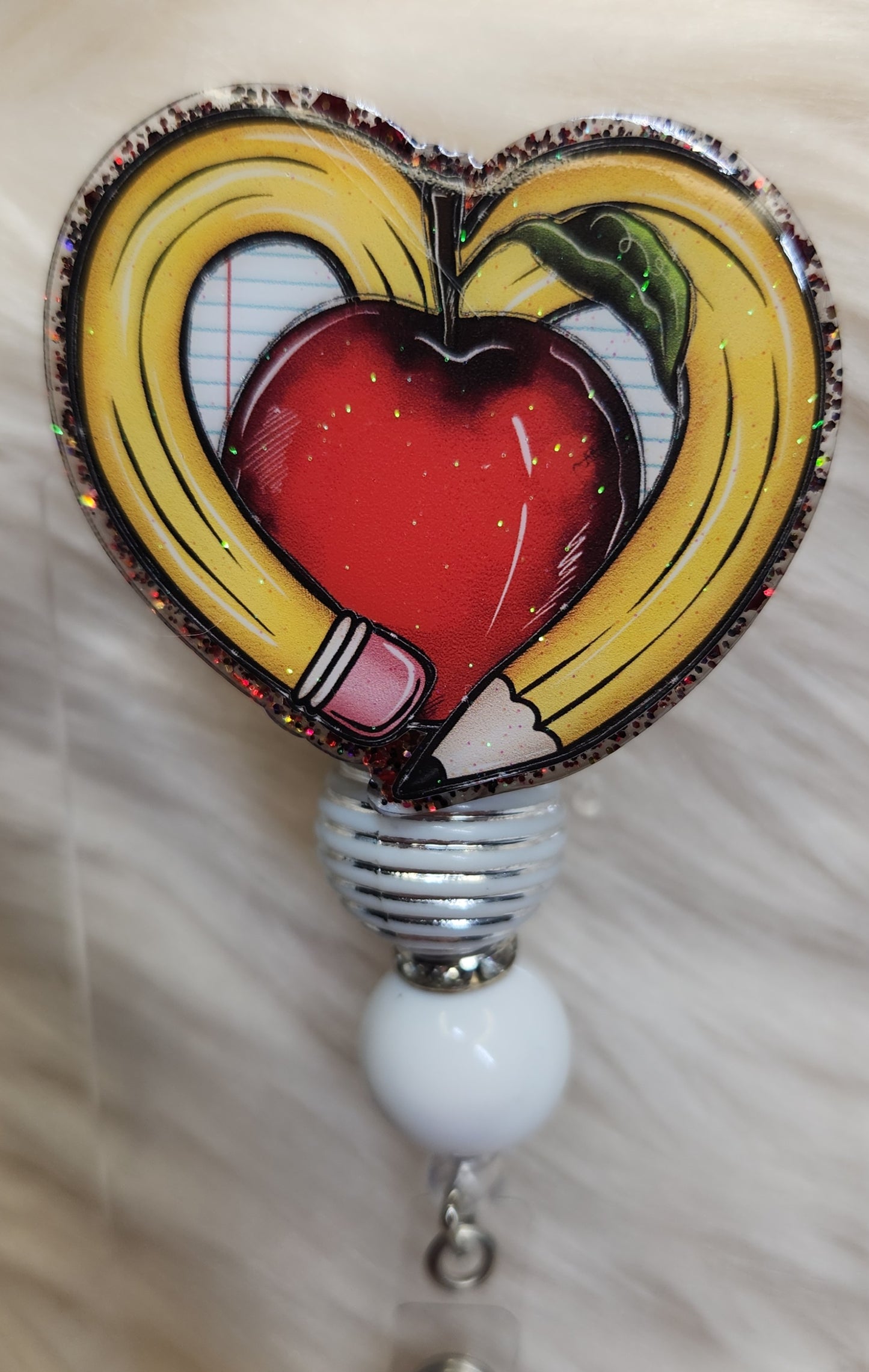Heart Pencil Badge Reel Face
