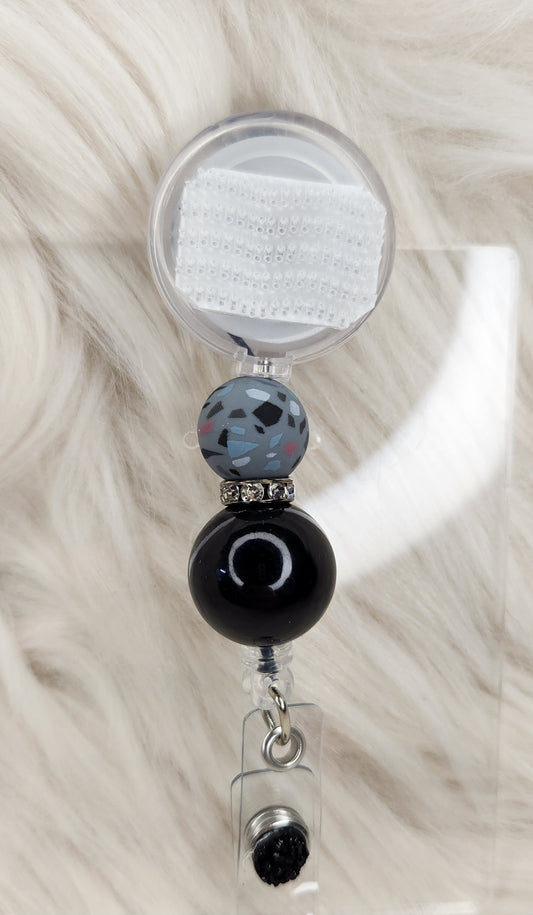 Black/Gray Badge Reel(Alligator Clip)