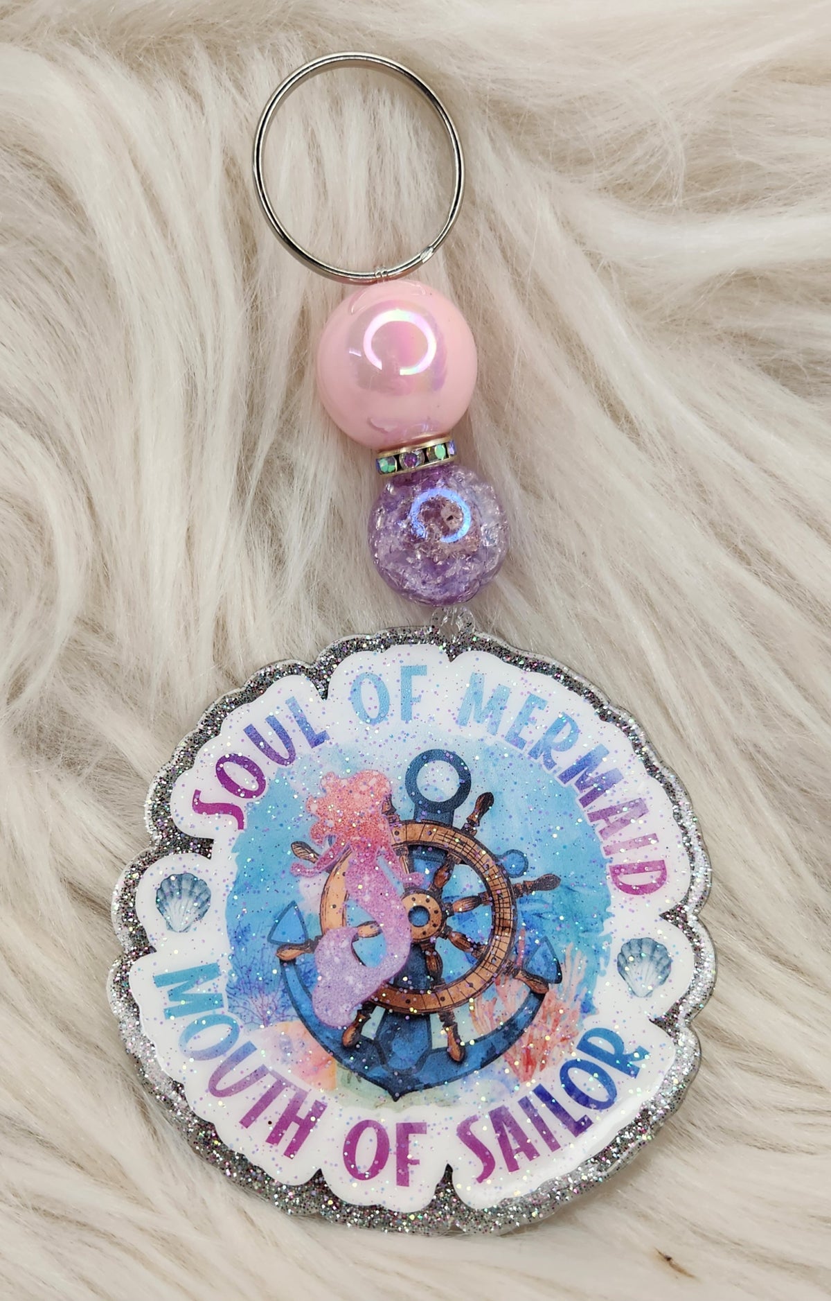 Soul Of Mermaid Beaded Acrylic Keychain