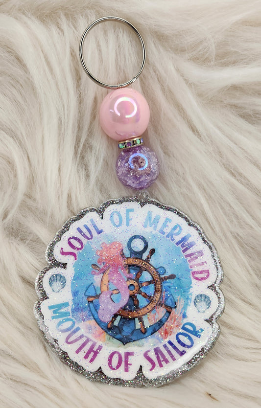 Soul Of Mermaid Beaded Acrylic Keychain