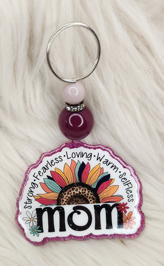 Mom Beaded Acrylic Keychain