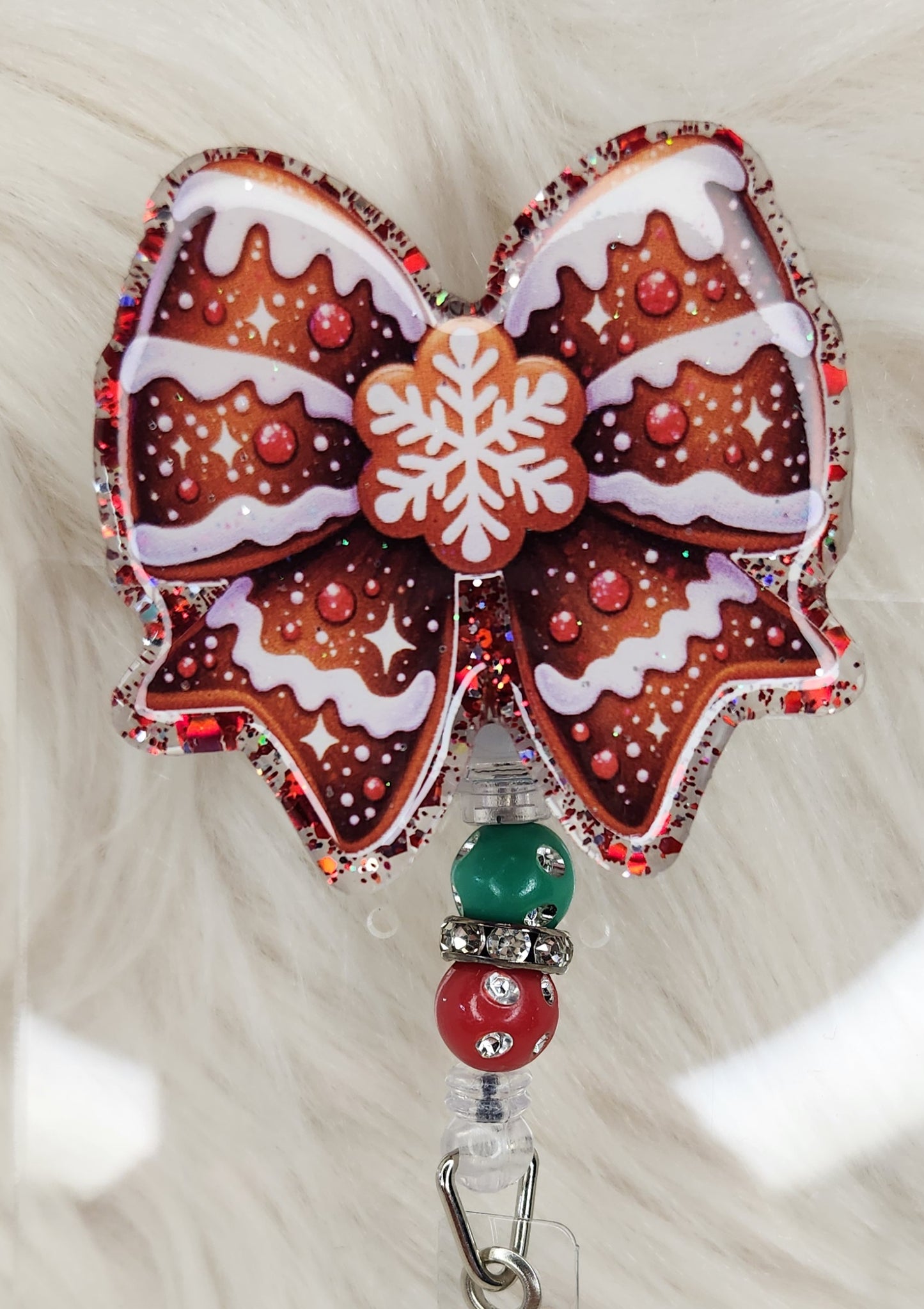 Gingerbread Bow Badge Reel Face