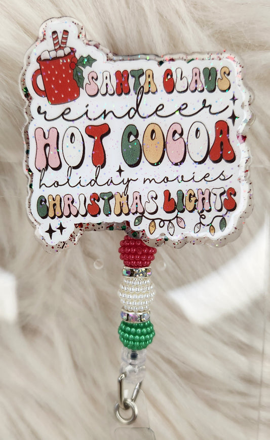 Santa Claus Hot Cocoa... Badge Reel Face