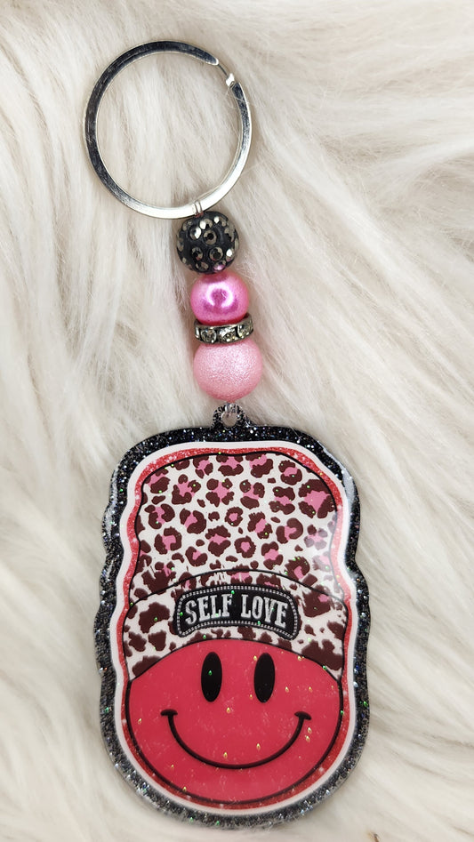 Self Love Beaded Acrylic Keychain