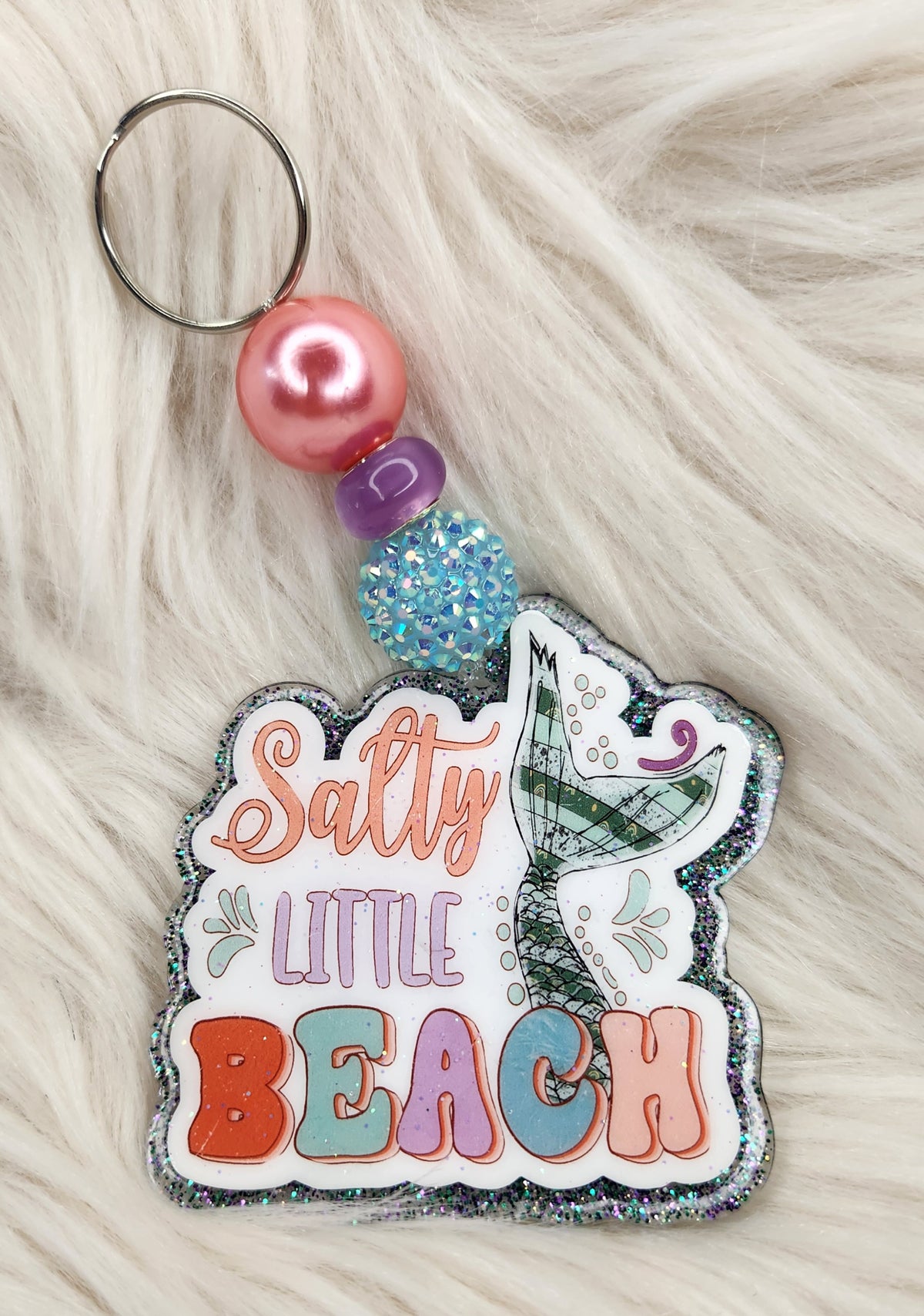 Salty Beach Beaded Acrylic Keychain