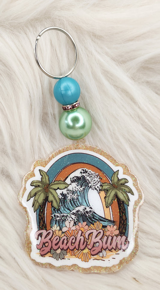 Beach Bum Beaded Acrylic Keychain