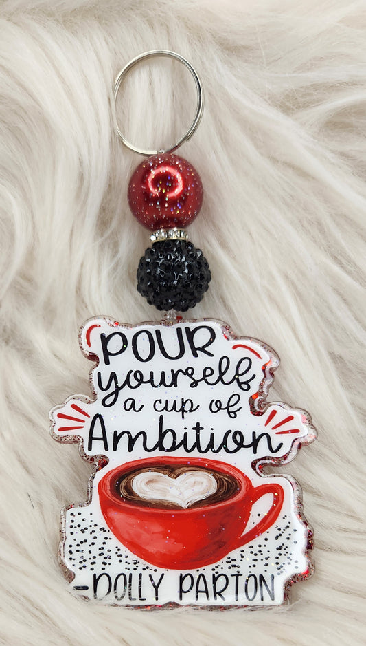 Cup Of Ambition Beaded Acrylic Keychain
