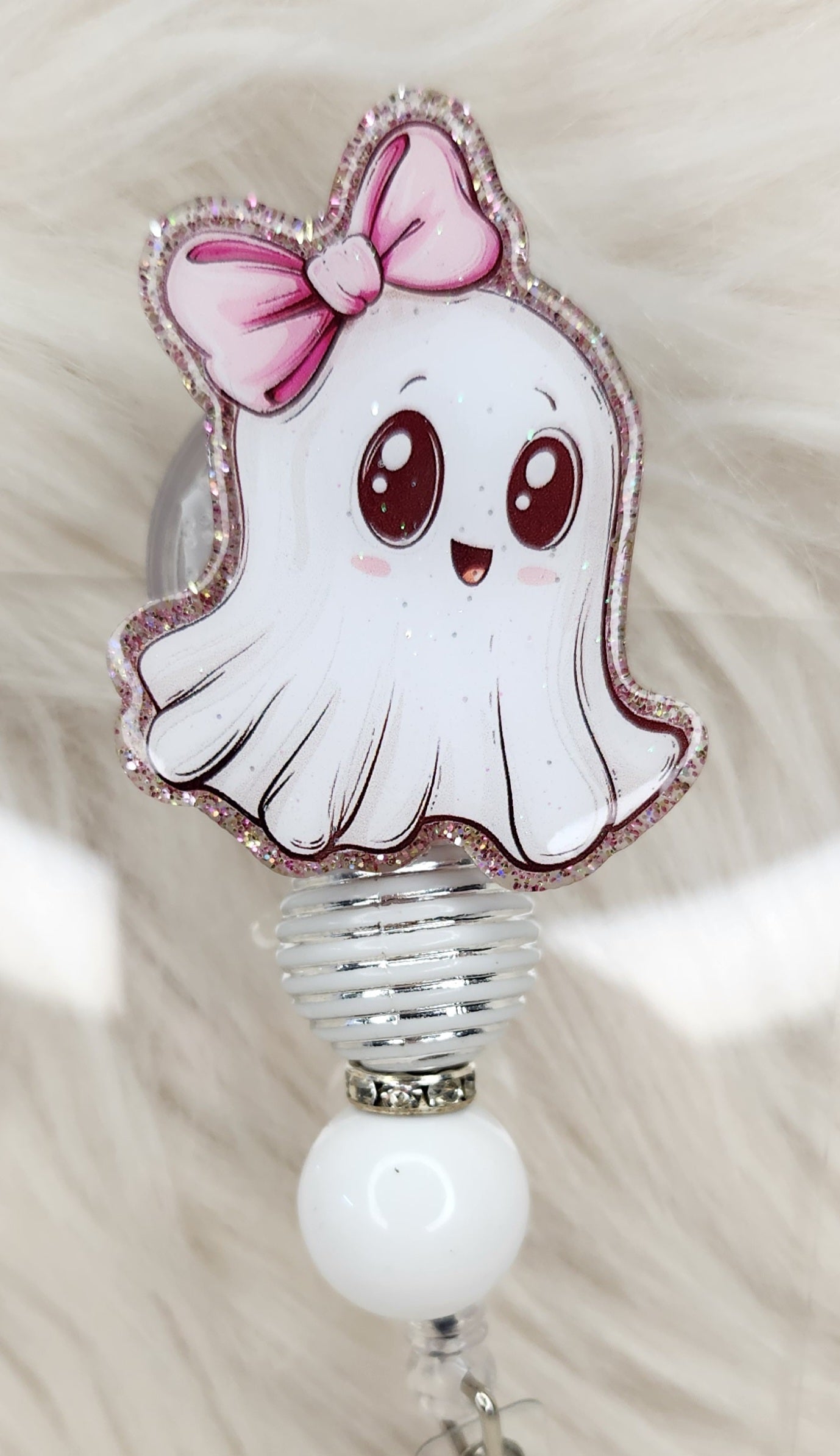 Ghost with Bow Badge Reel Face