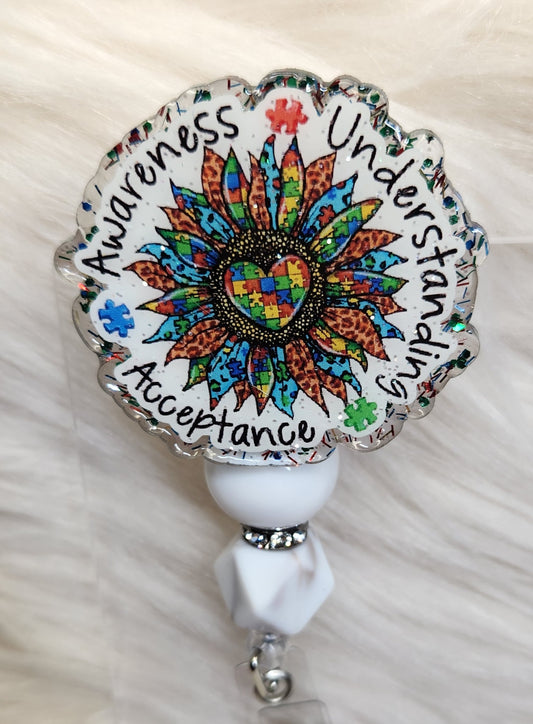 Autism Awareness Badge Reel Face